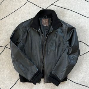 Tex by Max Azria Leather Bomber Jacket